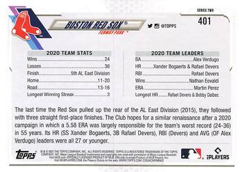 2021 Topps - Blue Star #401 Boston Red Sox Back