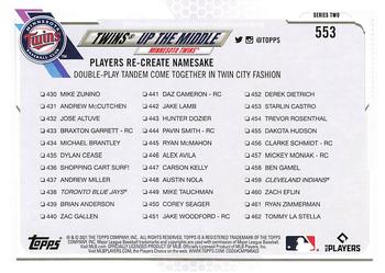 2021 Topps - Blue Star #553 Twins® Up The Middle Back