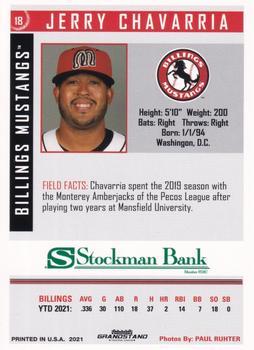 2021 Grandstand Billings Mustangs #NNO Jerry Chavarria Back