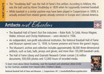 2005 National Baseball Hall of Fame and Museum Education Program #NNO Artifacts and Education (Doubleday Ball) Back