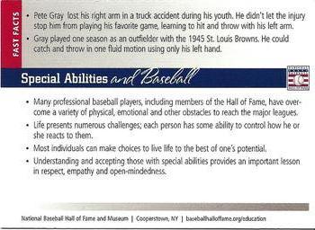 2005 National Baseball Hall of Fame and Museum Education Program #NNO Special Abilities (Pete Gray) Back