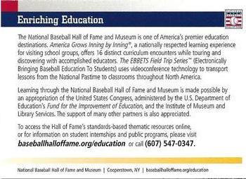2005 National Baseball Hall of Fame and Museum Education Program #NNO National Baseball Hall of Fame Back