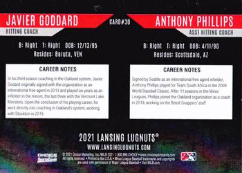 2021 Choice Lansing Lugnuts #30 Anthony Phillips / Javier Godard Back