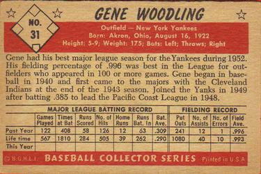 1953 Bowman Black & White #31 Gene Woodling Back