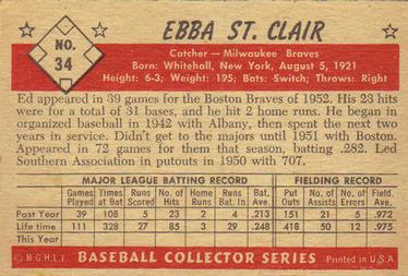 1953 Bowman Black & White #34 Ebba St. Claire Back