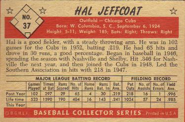 1953 Bowman Black & White #37 Hal Jeffcoat Back
