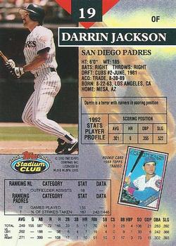 1993 Stadium Club #19 Darrin Jackson Back