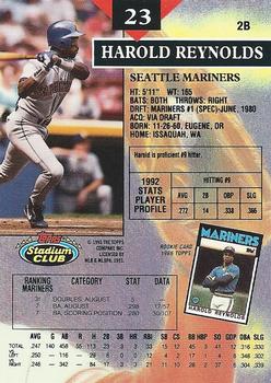 1993 Stadium Club #23 Harold Reynolds Back