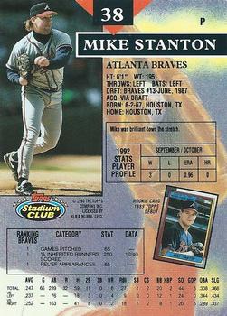 1993 Stadium Club #38 Mike Stanton Back