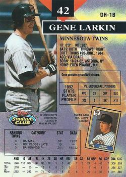 1993 Stadium Club #42 Gene Larkin Back