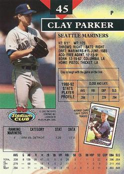 1993 Stadium Club #45 Clay Parker Back