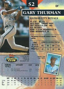 1993 Stadium Club #52 Gary Thurman Back