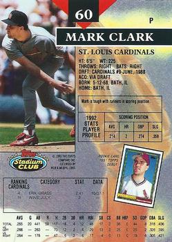 1993 Stadium Club #60 Mark Clark Back