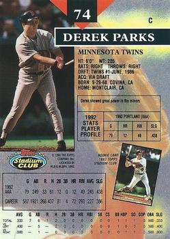 1993 Stadium Club #74 Derek Parks Back
