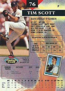 1993 Stadium Club #76 Tim Scott Back