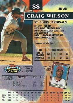 1993 Stadium Club #88 Craig Wilson Back