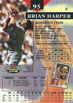 1993 Stadium Club #95 Brian Harper Back