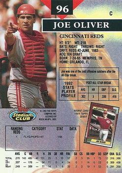 1993 Stadium Club #96 Joe Oliver Back