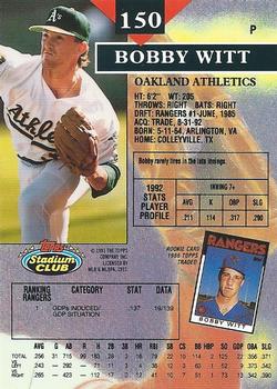 1993 Stadium Club #150 Bobby Witt Back