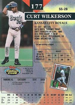 1993 Stadium Club #177 Curt Wilkerson Back