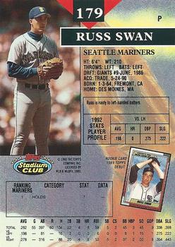 1993 Stadium Club #179 Russ Swan Back