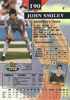 1993 Stadium Club #190 John Smiley Back