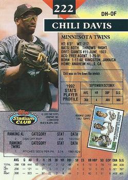 1993 Stadium Club #222 Chili Davis Back