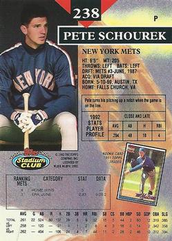 1993 Stadium Club #238 Pete Schourek Back