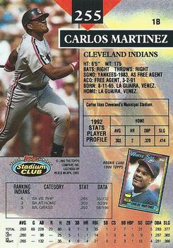 1993 Stadium Club #255 Carlos Martinez Back