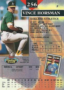 1993 Stadium Club #256 Vince Horsman Back