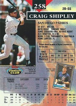 1993 Stadium Club #258 Craig Shipley Back