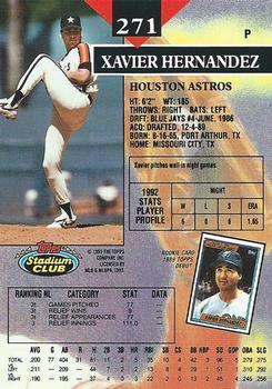 1993 Stadium Club #271 Xavier Hernandez Back