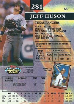 1993 Stadium Club #281 Jeff Huson Back