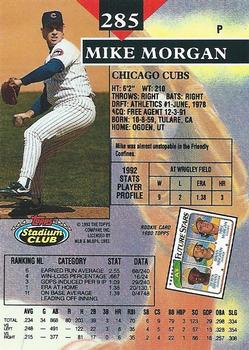 1993 Stadium Club #285 Mike Morgan Back