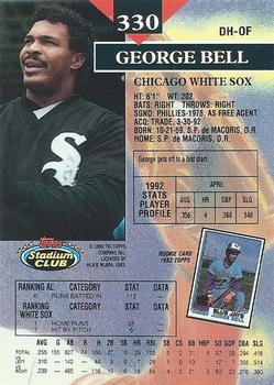 1993 Stadium Club #330 George Bell Back