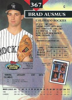 1993 Stadium Club #367 Brad Ausmus Back