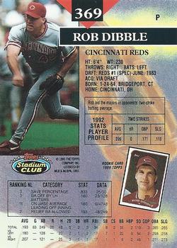 1993 Stadium Club #369 Rob Dibble Back