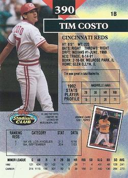 1993 Stadium Club #390 Tim Costo Back