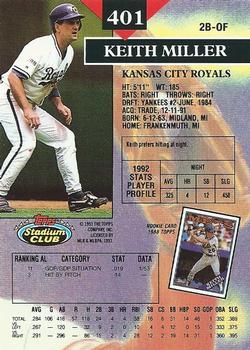1993 Stadium Club #401 Keith Miller Back