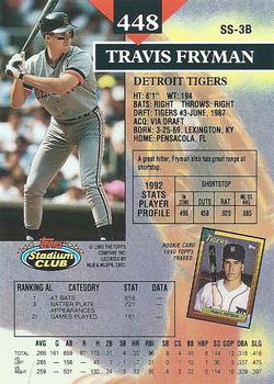 1993 Stadium Club #448 Travis Fryman Back