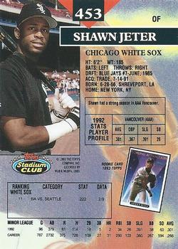 1993 Stadium Club #453 Shawn Jeter Back