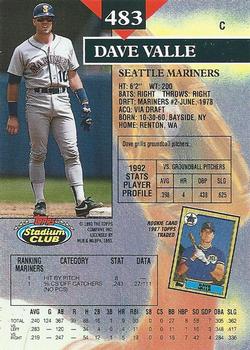 1993 Stadium Club #483 Dave Valle Back
