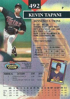 1993 Stadium Club #492 Kevin Tapani Back