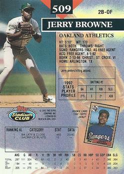 1993 Stadium Club #509 Jerry Browne Back