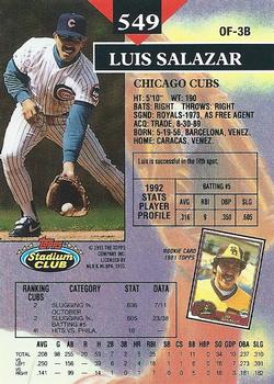 1993 Stadium Club #549 Luis Salazar Back
