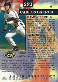 1993 Stadium Club #593 Carlos Baerga Back