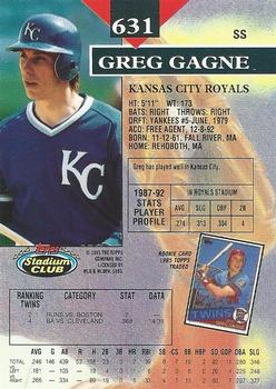 1993 Stadium Club #631 Greg Gagne Back
