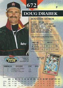 1993 Stadium Club #672 Doug Drabek Back