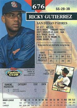 1993 Stadium Club #676 Ricky Gutierrez Back