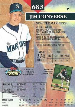 1993 Stadium Club #683 Jim Converse Back